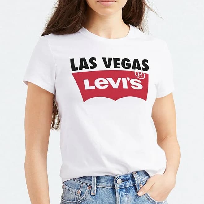 Levi's wo Batwing Logo Cotton Cities T-shirt Las Vegas White