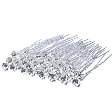 40 Pack Rhinestone Hair Pins Bridal Wedding Crystal Clips Accessories Decorative for Women and Girls, Size: Small, Silver