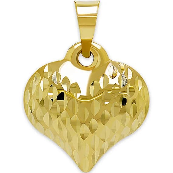 10 Karat Gold Diamond Cut Puffed Heart Charm