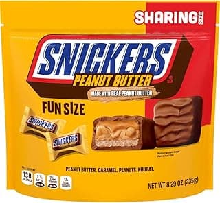 Fun Size Peanut Butter, Caramel & Peanuts Milk Chocolate Bars Individually Wrapped Candy Bars, Sharing Size, 8.29 Oz Bag