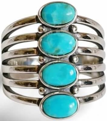 Sterling Silver Genuine Turquoise Bohemian Statement Ring
