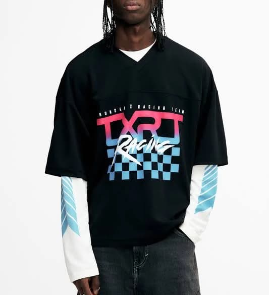 H&M Men's Oversized Printed Mesh T-Shirt