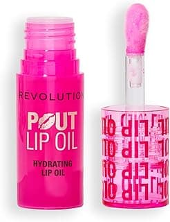 Revolution Beauty London, Pout Lip Oil, Nourishing Tinted Lip Oil, High Shine, Non-Sticky Finish, Vegan & Cruelty-Free, Raspberry Pink, 0.13 oz