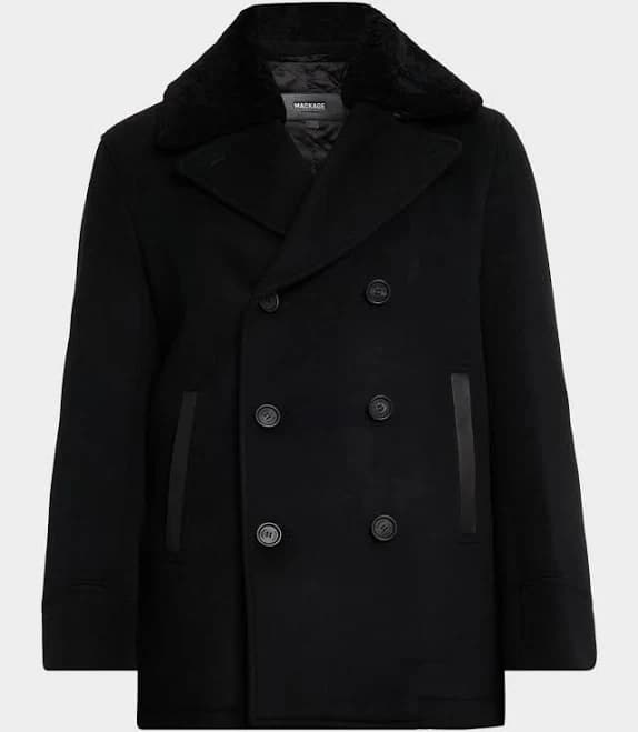Mackage Men's Cole Wool Double-Breasted Jacket With Shearling Collar