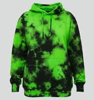 Green Black Crystal Wash Tie Dye Hoodie