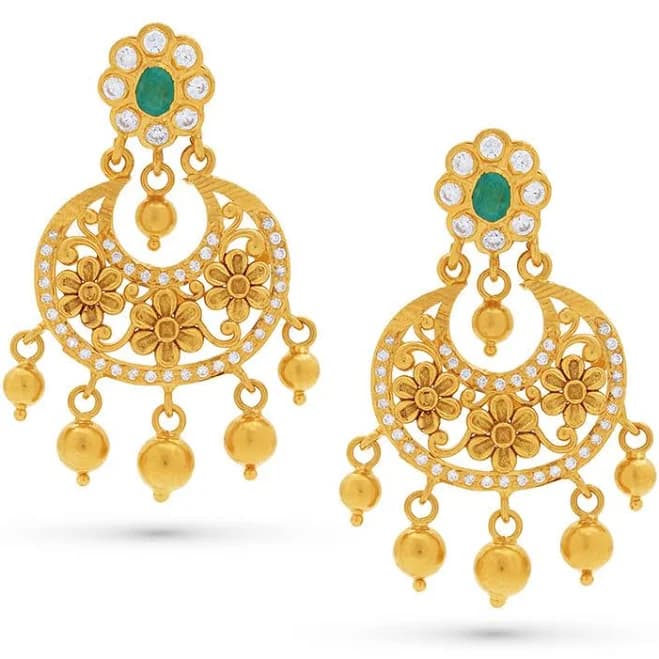 CZ Emerald Gold Chandbali
