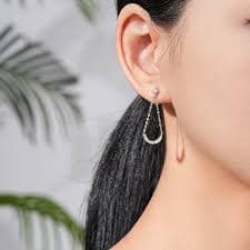 Ailmay 925 Sterling Silver Fashion Geometric Cubic Zirconia Dangle Drop Earring For Women Wedding Engagement Fine Female Jewelry - AliExpress