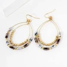 *Black Faceted Beaded Teardrop Dangle Earrings