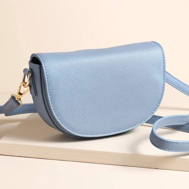 Lisa Angel Vegan Leather Half Moon Crossbody Bag