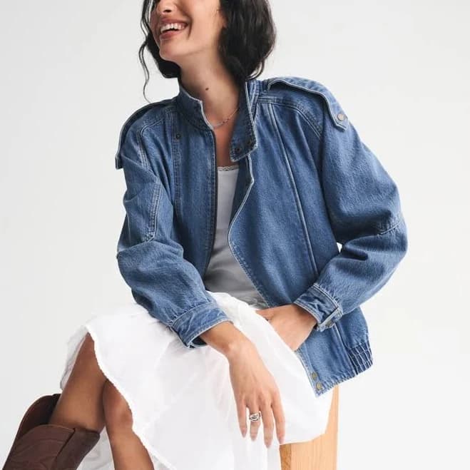 Women's Abercrombie & Fitch Relaxed Mockneck Vegan Leather Bomber Jacket