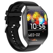 T15 Plus Touch Screen Smartwatch Black Frame Silicone Strap