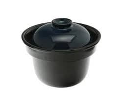 8.5" Black and Dark Blue Earthenware Rice Pot Made In Japan
