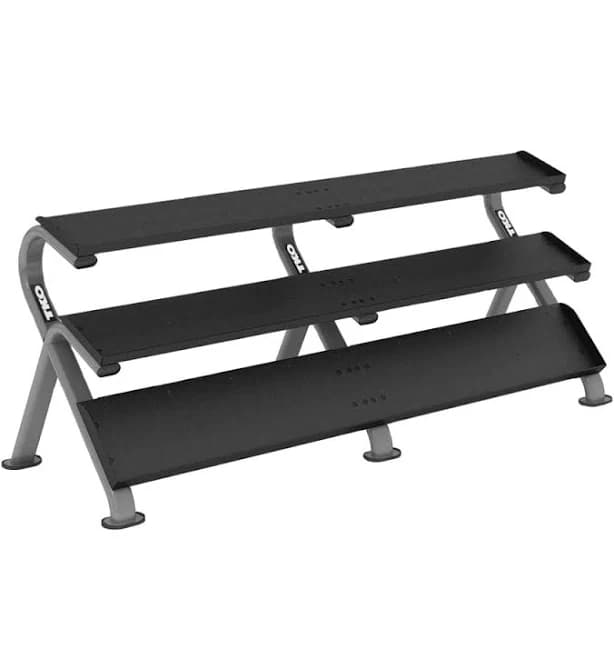 5-100 lb Dumbbell Rack Set – 3-Tier Commercial Dumbbell Rack with Hex Rubber Or Urethane Dumbbell Set – TKO 891HDR, 20 Pair Mega Dumbbell Rack