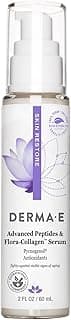 DERMA E Advanced Peptides and Vegan Flora-Collagen Serum – Double Action Collagen Face Cream with Peptide Complex – Intensely Hydrating Serum for Lines, Wrinkles and Redness, 2 oz