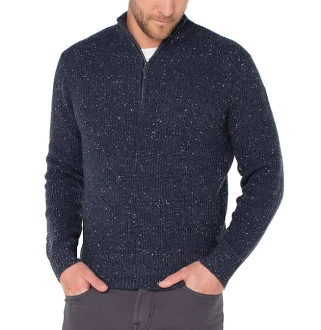 Liverpool Los Angeles Men's Donegal Rib Quarter-Zip Sweater
