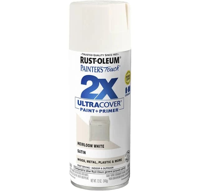 Rust-Oleum Painter's Touch 2X Spray Paint - Satin, Heirloom White, 12 Oz., Model 334071DS