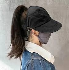 Generic Strawolid Sun Visor Ponytail Hat for Women Packable Wide Brim Summer Hat for Sports Tennis Running (Black, One Size) at Amazon Men's Clothing store
