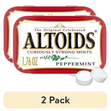 (2 pack) Altoids Classic Peppermint Breath Mints Hard Candy - 1.76 oz Tin, Red