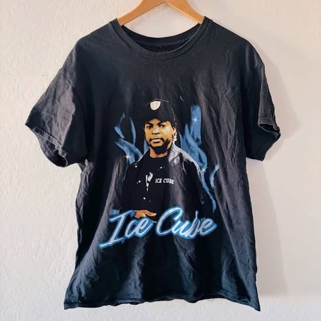 Ice Cube Blue Flames Graphic Print Tee