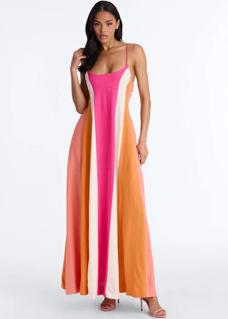 Fashion Nova Sweet Energy Smocked Linen Maxi Dress