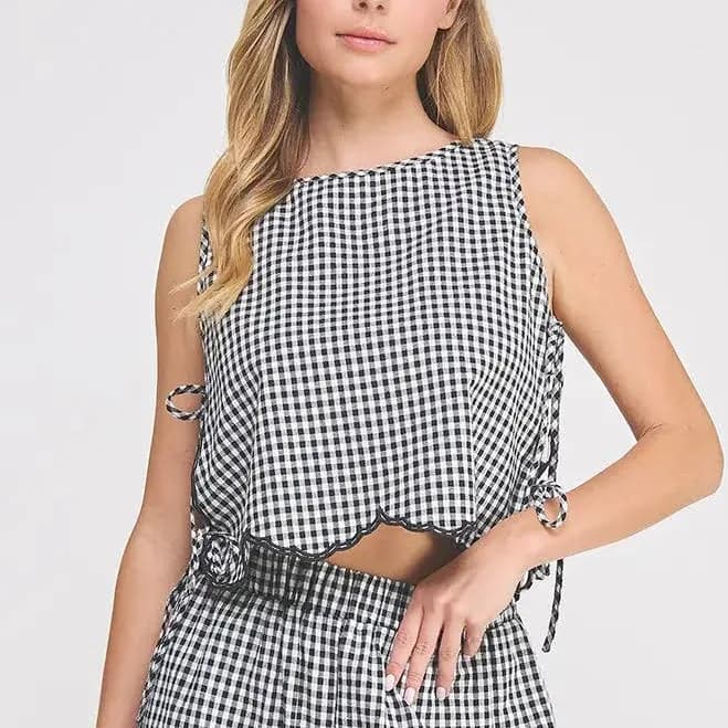 Stevie Gingham Scalloped Tank