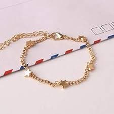 Amazon.com: QIAN0813 Women Bangle Simple Gold Filled Chic Heart Trendy Five Stars Fine Chain Bracelet Cuff Jewelry Party Love Bracelet: Clothing, Shoes & Jewelry