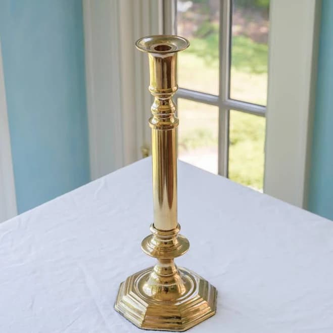 Vintage 1970s Single Tall Brass Candle Stick Holder