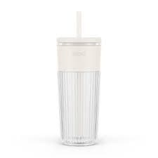 Ello Ava 24oz Glass Straw Tumbler Cream : Target