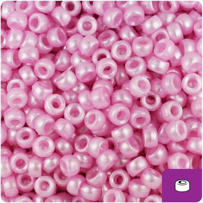 Light Pink Pearl Mini Barrel Pony Beads
