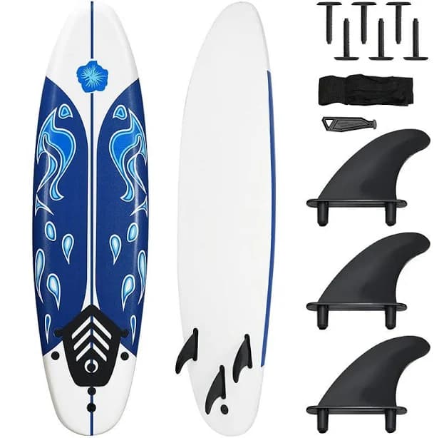 6 Feet Surfboard With 3 Detachable Fins-white