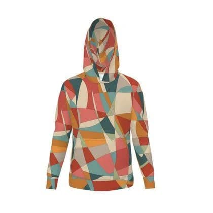 Retro Hoodie with Abstract Lines and Shapes