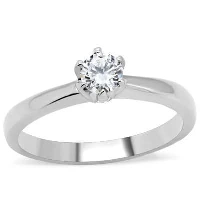 Slickblue Women's Silver Stainless Steel CZ Solitaire Ring