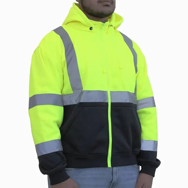 HW173GBK Glow Shield Adult Hi-Viz Lime Green Class 3 Black Bottom Sweatshirt