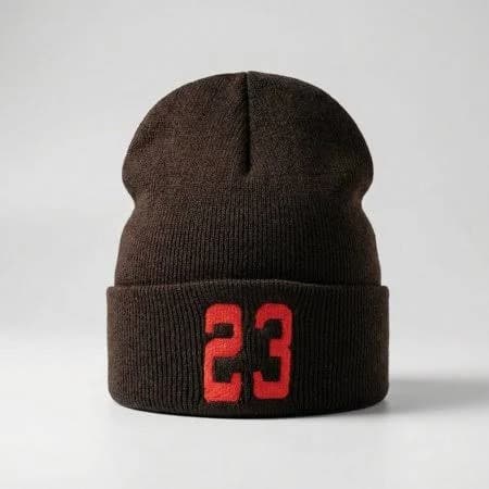 Triple Beauty Mall Unisex Black Knit Beanie Hat with Red 23 Graphic Soft and Comfortable All-Season Wear, Adult Unisex, Size: One size