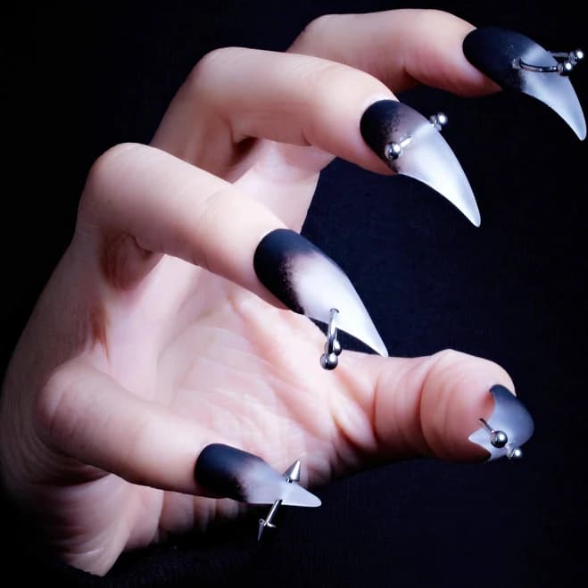 Black Ombré Spike Dragon Claw Press-On Nails | 3D Sharp Gothic Talons| Cat Nails | Eagle Claw Nails | Rapture Claw | Werewolf Nails