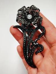 Large NOLAN MILLER Black Yesteryear Japanned Crystal Rhinestone Flower Brooch Pin 1980's - Etsy Canada
