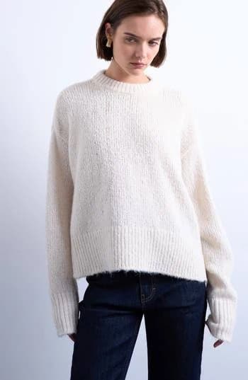 Topshop Women's Fluffy Crewneck Sweater