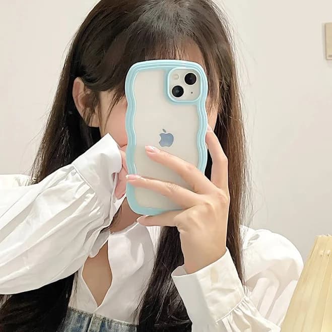 Cute Macaroon Colored Transparent Wavy Edge iPhone Cases