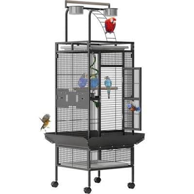 60 inch Wrought Iron Large Bird Cage with Rolling Stand