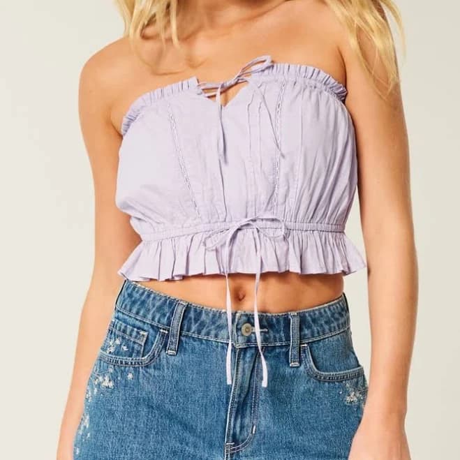 Hollister Women's Easy Crop Strapless Lace Inset Tube Top