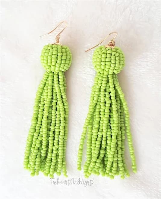 Boho Chic Beaded Tassel Earrings with Fish Hook