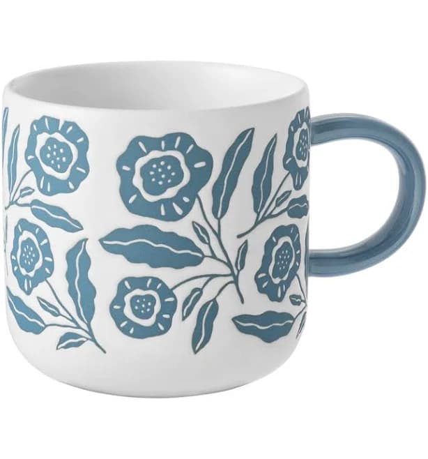 Mainstays 14.2-oz White & Blue Floral Glazed Ceramic Mug