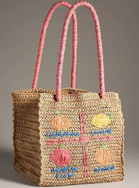Damson Madder Raffia Fruit Tote