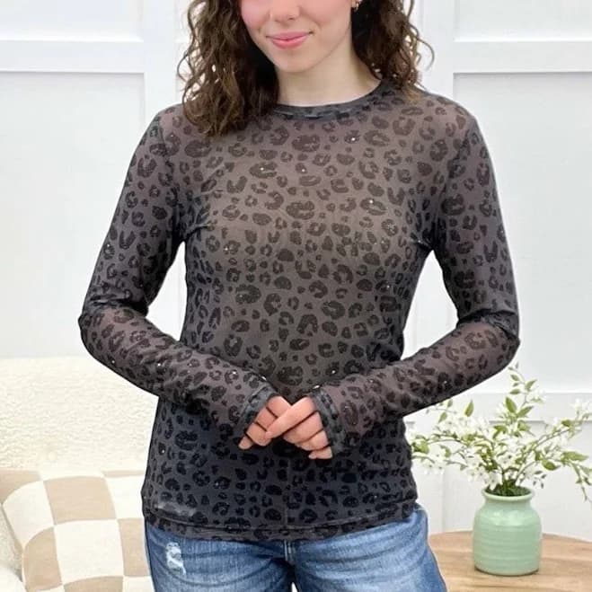 Shirley & Stone Long Sleeve Mesh Top