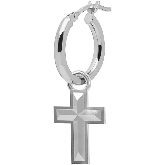 Angular Cross Hoop Earring
