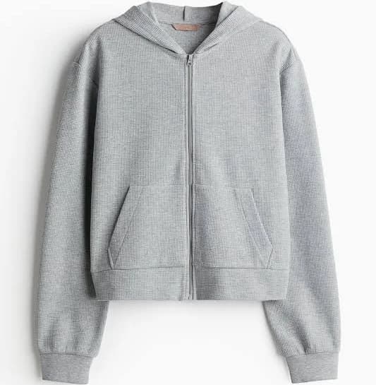 H&M Ladies Melange Waffled Hooded Jacket