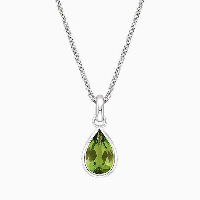 Teardrop Peridot Silver Pendant