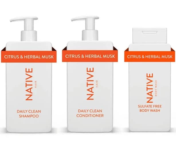 Native Daily Clean Shampoo, Conditioner, & Body Wash Set, Citrus & Herbal Musk, Sulfate & Paraben Free, 16.5 oz, Size: 16.5 fl oz