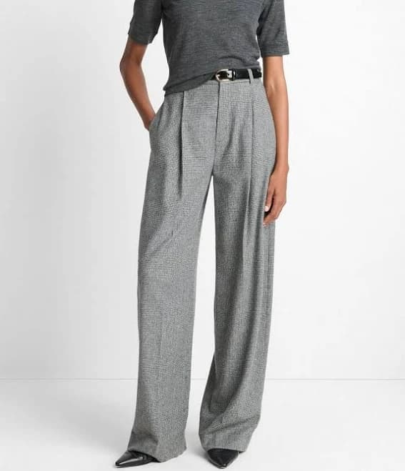 Vince Women's High-Waist Roma Check Wool-Blend Trousers