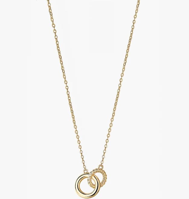 18K Gold Interlocking Circle Pendant Necklace